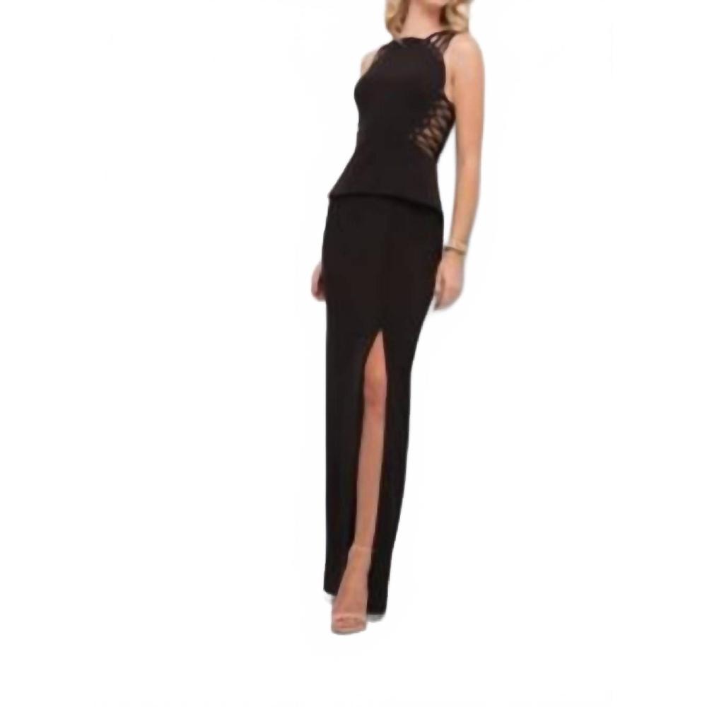 NEW MIGNON long crepe dress in black